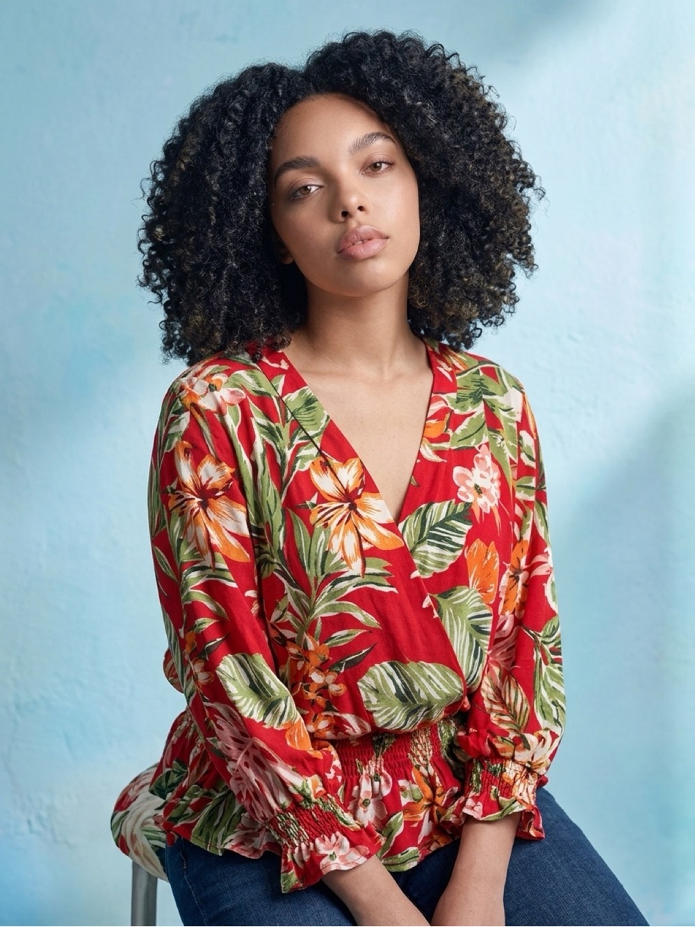 Multi color red and green top 2x new